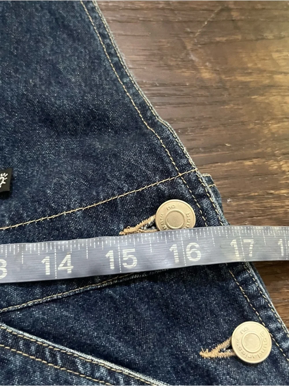 Vintage Y2K No boundaries blue denim jean short overalls shortalls large 11/13 - Picture 5 of 8